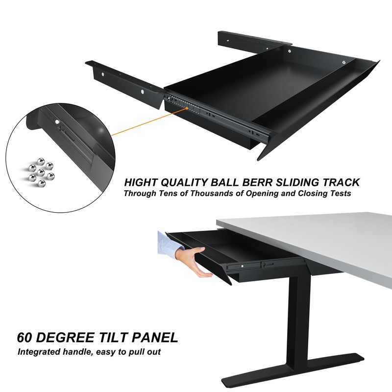 Gaxomo Large Under Desk Mounted Sliding Drawer with Bamboo Tray