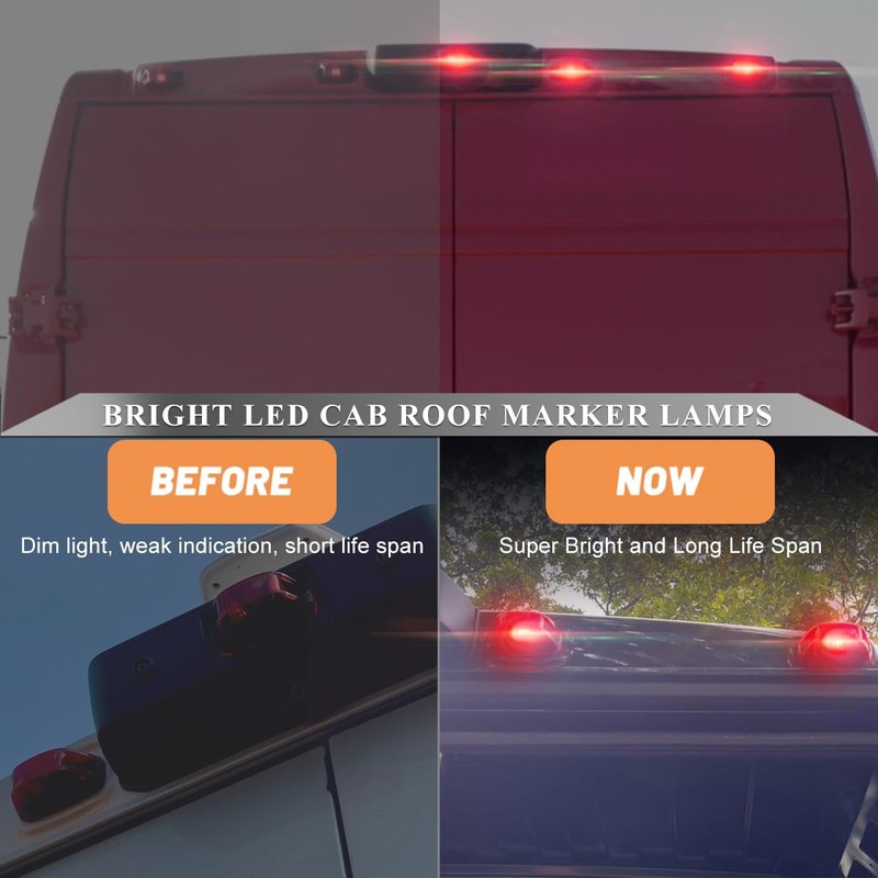 Gorromp Rear LED Cab Roof Marker Lights Bulbs for RAM