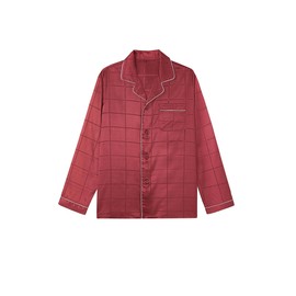 JupiterSecret Men's Silk Pajamas Set Long Sleeve Button-Down Sleepwear With Pockets