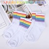 Risipu 3 Pairs Rainbow Striped Ankle High Socks Men Women