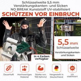 Qualinos 10x High-Quality Double Rod Mat Fence Fastening: Butterfly, Screw, Rivet Nut Made of V2A and UV-Stabilised Clamp Bracket, Colour Green 6005. Clamp and Fence Holder Made in Germany