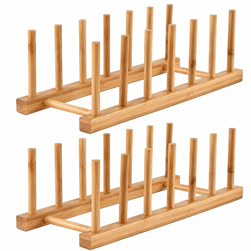 Bamboo Dish Drying Rack for Kitchen Countertop Organization – Reusable