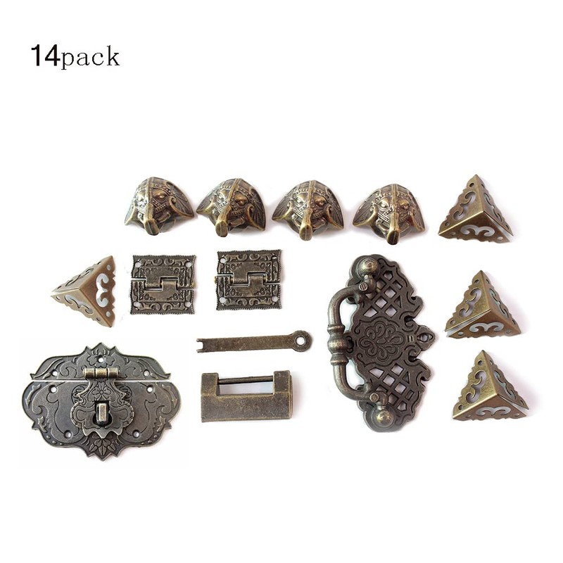 Jewelry Box Antique Lock Latch Hasp Hinges Handle Box Corner