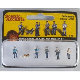 Woodland Scenics A2122 US Police Police Police Dog Figures Track N 1:160 People Sitting Policemen