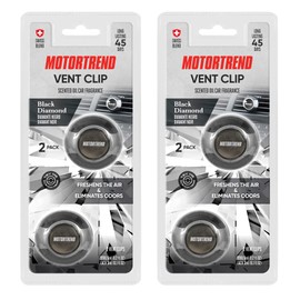 Motor Trend AF-302 (4 Count) Car Air Freshener Vent Clips for Car Truck Van SUV, Home & Kitchen, Long Lasting Odor Eliminator, Scented Oil Fragrance Diffuser - Black Diamond Scent, 4 Count