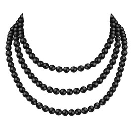 1920s Imitation Pearl Necklace Baroque Strands Short Dainty Choker Colorful Round Pearl Choker for Women Jewelry Gifts (black long)