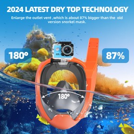 Avokadol Full Face Snorkel Mask Adults-Snorkeling Gear for Adults and Kids,180° Panoramic View Anti-Fog Anti-Leak Dry Top Set with Adjustable Straps/Camera Mount, for Beginner