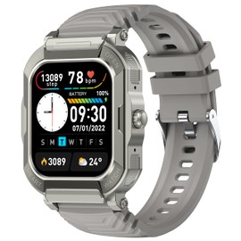 Men's Smartwatch with Phone Function Health Watch Fitness Watch Men's Tactical Watch Smart Watch for Android iOS Pedometer Watch with Whatsapp Function Heart Rate Monitor Running Watch Wristwatches