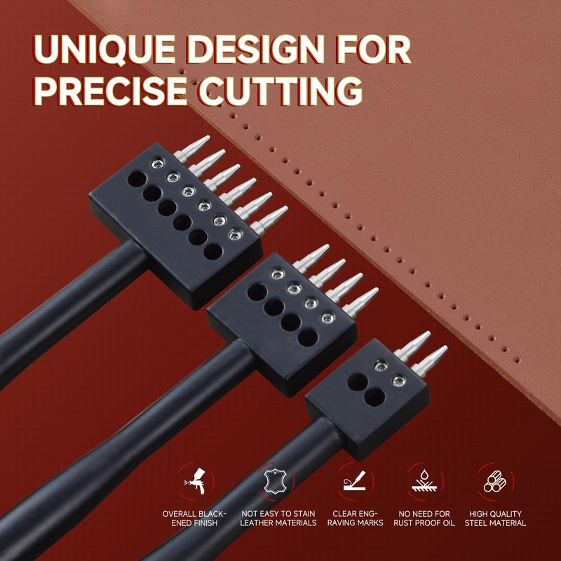 Leather Hole Punch Set, 3 Pieces, Replaceable Design (Leathe Replaceable