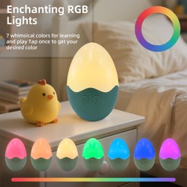 Anern Night Light for Kids, Egg Light for Nursery, Warm White & 7 RGB Colors Changing, Tumbler Touch Night Lamp, Rechargeable Nursery Light for Breastfeeding