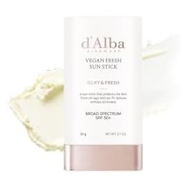 DALBA Vegan Fresh Sun Stick SPF 50 20 g  Protector Solar en Barra Facial Coreano de Trufa Blanca con Ácido Hialurónico y Extracto de Té Verde