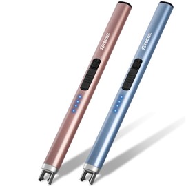 Futratrix Electronic Lighter Arc Windproof Flameless USB Rechargeable Lighter with Safe Button (2 Pack - Blue&Rose Gold)