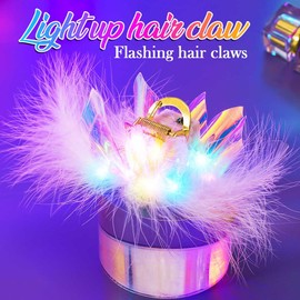 Reaky Leuchtende Haarklammer mit LED-Beleuchtung, glitzernd, Laser, groß, Haarschmuck für Damen