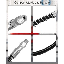 OCHIKI 1/8"NPT 48" Grease Gun Hose Fit for Milwaukee 2646-20/2646-21CT/2646-22CT M18 & 2446-20 M12 Cordless Grease Gun(with HP Connector), Replace 49-16-2647 Black Hose Without Hp Coupler