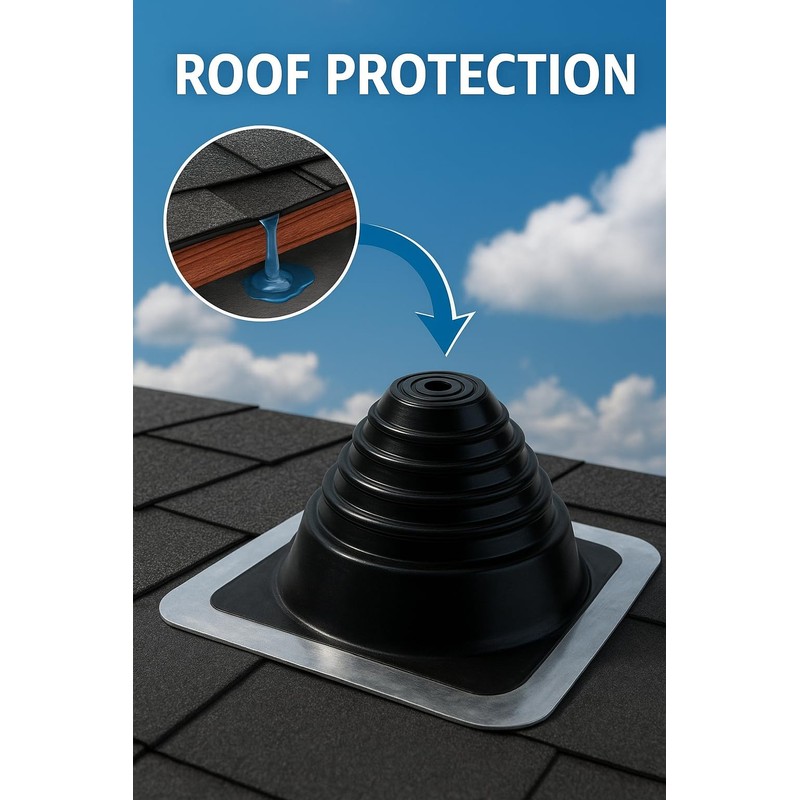 Pipe Flashing Black EPDM 0.25 Inch to 4 Inch