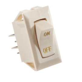 RV DESIGNER S279, Ivory Rocker Switch w/Gold Text, 10 A, On/Off - SPST - Cut-Out .550" x 1.125"