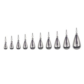 MUUNN 10 Pack Tungsten Teardrop Drop Shot Weights,Tungsten Drop Shot Fishing Sinkers Kit for Drop Shot Rig,Teardrop Cylinder Style Sinker(Plain,3/32oz)