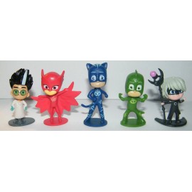 PJ Masks Party Favors 14 Set with 10 Fun  Figures, 2 PJ Stickers, 2  PJ Rings