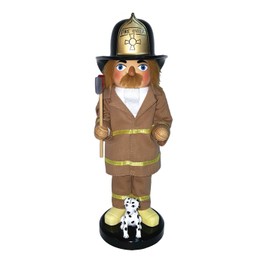 Santa's Workshop 70974 Fireman and Dalmatian Nutcracker, 14", Multicolored