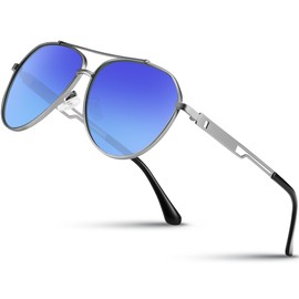Wrimen Pilot Men's Polarized Sunglasses-Mens-Womens-Unisex-Light Metal Frame Shades-Classic Ultra-UV400 Protection for Driving,Fishing,and Outdoor Sports(Ice Blue)
