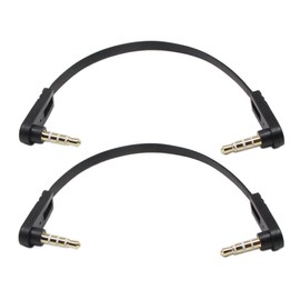3.5mm audio cable,zdyCGTime Right Angle 4-pole 1/8" 3.5mm Stereo Plug/Male to Right Angle 4-pole 1/8" 3.5mm Plug/Male Aux Headphone Cable-0.5feet