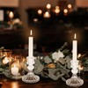 Sudifor 12 Pack Glass Candlestick Holders- Clear Taper Stripe Candle