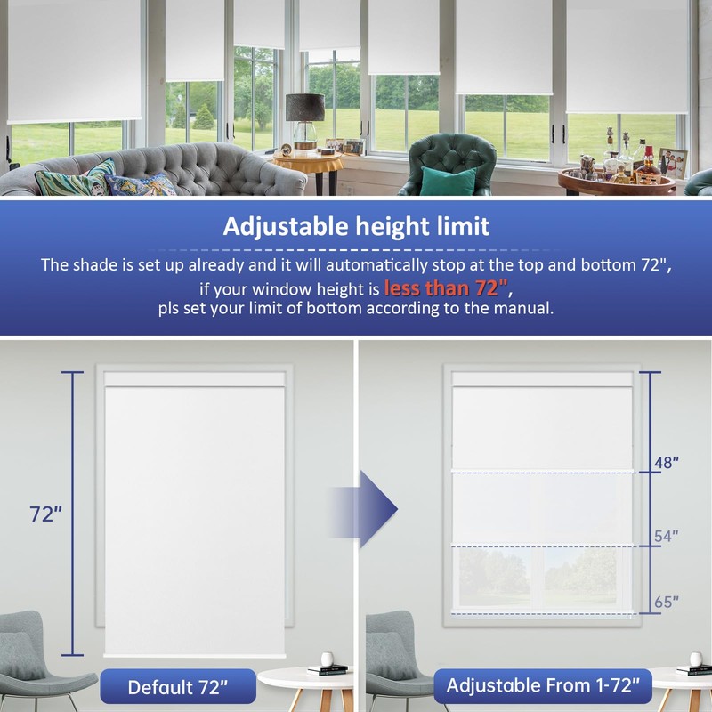 Motorized Blinds with Remote, Smart Blinds with Solar Panel, Thermal