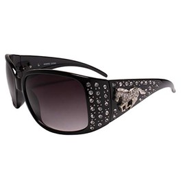 Horse Emblem Rhinestone Western Rustic Bling Cowgirl Style Sunglasses