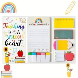 Cartoon Design Sticky Note Set, 1 Set 550 Sheets Thank You Teacher Self-stick Note Pads, Writing Memo Pads, Back To School Office Supplies - Color: White, Specification: 1 Set