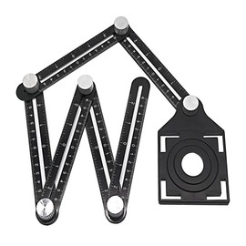 Angzhili 1 Pack Multi Angle Measuring Ruler,Aluminum Alloy Multi-Function Angle Ruler,6 Section Ceramic Tile Opening Locator, Angle Measurement Tool,Band Hole Locator