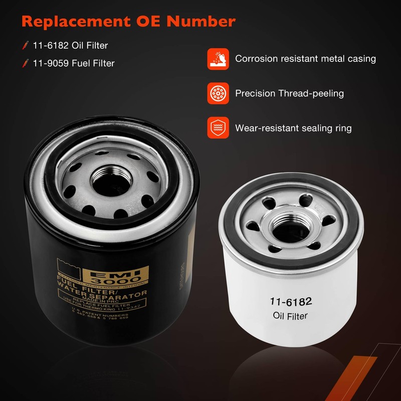 11-6182 11-9059 11-9342 Oil/Fuel/Air Filter Kit Compatible with Thermo King