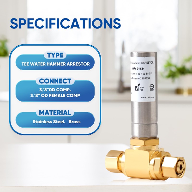 (2-Pack) Yqimtion Toilet Water Hammer Arrestor, 3/8 Inch Male Compression