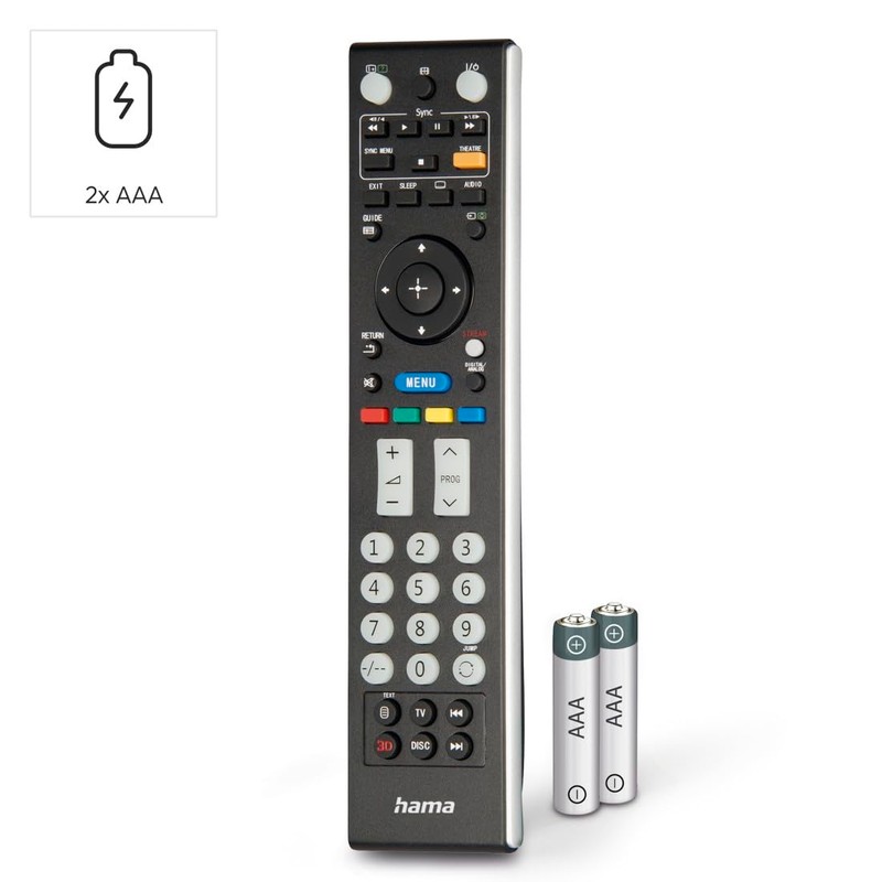 Hama Universal Remote Control for Sony TVs (Infrared, Learnable, Luminous