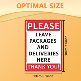 WADORN 10Pcs Packages Delivery Here Sign Sticker, Please Leave Packages and Deliveries Here Sign for Dlivery Driver PVC Waterproof Packages Delivery Instruction Tags, 13x18cm