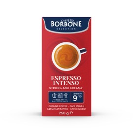 Caffe Borbone Ground Coffee, Espresso Intenso, Medium Roast, Full-Bodied and Strong, Premium Robusta Ground Coffee, Roasted, Ground and Freshly Packaged in Italy, 8.8 Ounce (Pack of 4)