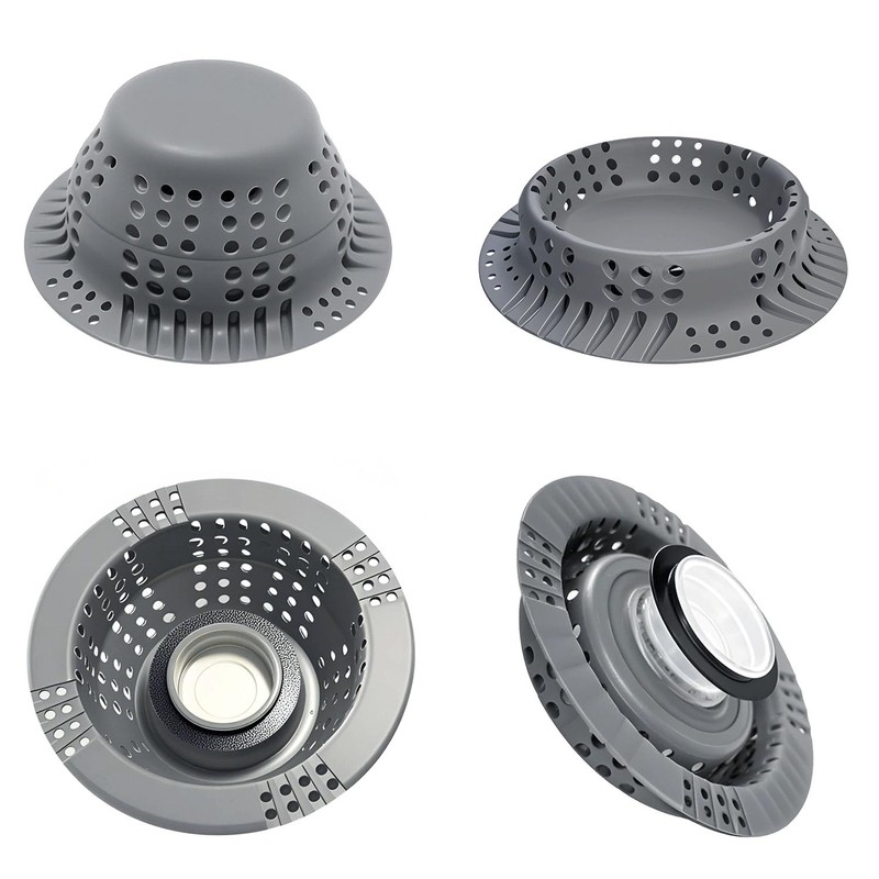 Seatery Bathtub Drain Hair Catcher with Drain Plug, Silicone Tub