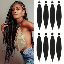 Braiding Hair Pre Stretched 30 Inch 8 Packs Long Braiding Hair Extension Pre Stretched Braiding Hair Professional Synthetic Hair For Braiding Crochet Twist Braids Soft Yaki Texture(30",#2-8P)