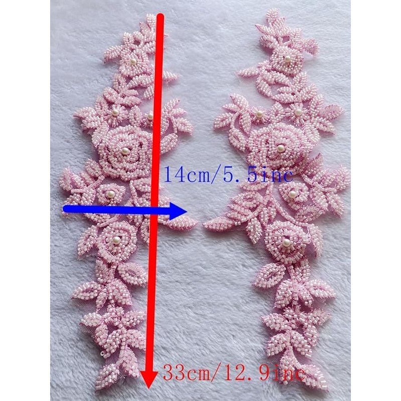 Lace Beaded Applique Perfect Shining Trim Patches for Wedding Dress