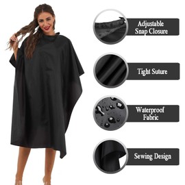 BSFHH Black Barber Cape, Professional Nylon Waterproof Hair Cutting Cape with Snap Closure Salon Cape, 59" x 47" Hairdressing Cape for Haircut, Coloring, Makeup, Styling (5 Pack)
