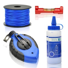 SmartyFix Chalk Line 30 m Mason's Line (Direction Line) 50 m x 1.7 mm Line Spirit Level Chalk Blue for Professional or Hobby Craftsmen