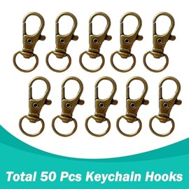 100PCS Premium Swivel Snap Hooks with Key Rings,Metal Lanyard Keychain Hooks Lobster Clasps for Key Jewelry DIY Crafts Bronze 1.25inches/32mm(50 Pcs Lanyard Snap Hooks+50 Pcs Key Rings)