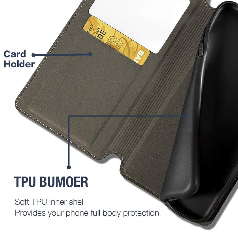 PU Leather Flip Case with Invisible Magnet and Viewing Window,