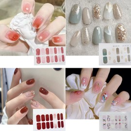 8 Pieces Nail Stickers, For Hands, 3D, Light Blue, Pink, Nail Stickers, For Wide Hands, Hardening, Nail Design, Damage-Free Gel Nail Stickers, Cute, Popular, Fashionable