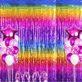 Drucilla Tinsel Curtains Glitter, Tinsel Glitter Curtain, Foil Fringe, Metallic Streamers Background for Parties, Photo, Birthday Decoration, Wedding, 1 m x 2 m, Light Gradient 01
