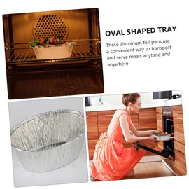 COLLBATH 125Pcs Oval Tinfoil Bowls Baking Trays Stackable Storage for Kitchen Organization for Even Heat Distribution for Roasting and Baking