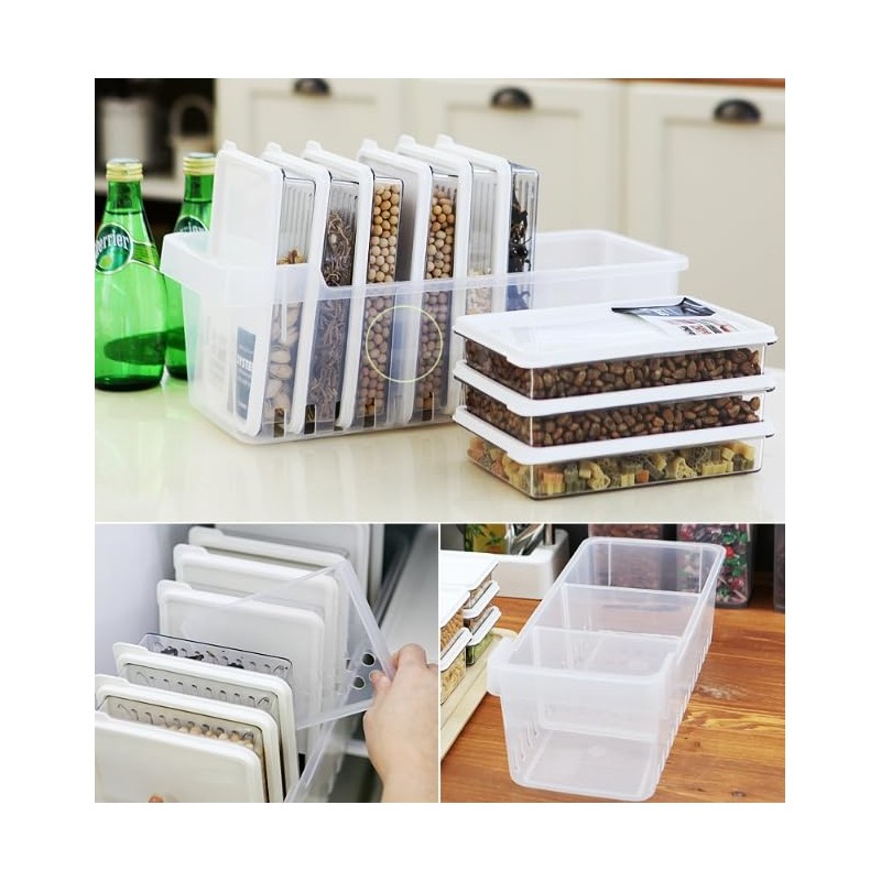 Alliving Kitchen Refrigerator Organizer, Fridge and Freezer Storage Trays Large+Food