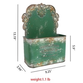 All Chic Metal Wall Planter Outdoor Wall Planter Wall Hanging Planter Rustic Wall Mount Planter Outdoor Wall Planter for Farmhouse Garden Decor (Green)