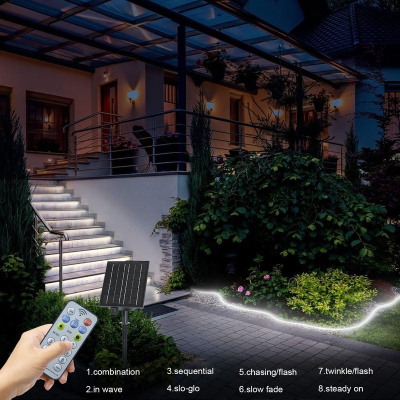 echosari 32.8Ft Solar Strip Lights Outdoor, IP68 Fully Waterproof LED