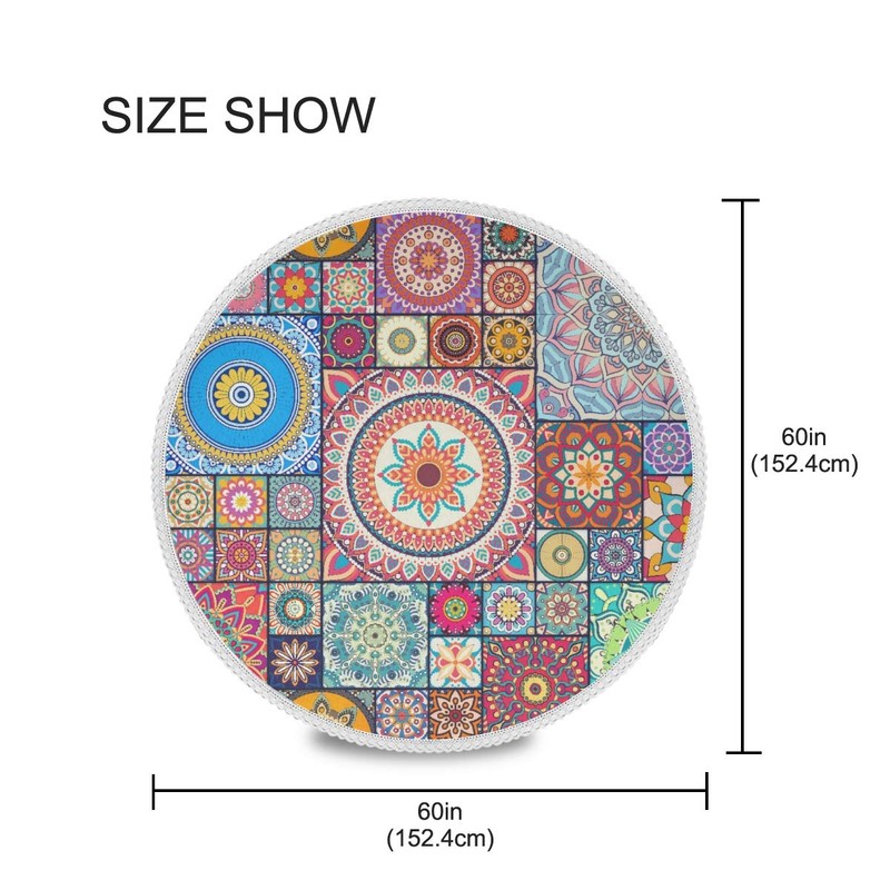 JUMBEAR Bohemia Round Tablecloth Polyester Circular Table Cloth Beautiful Water
