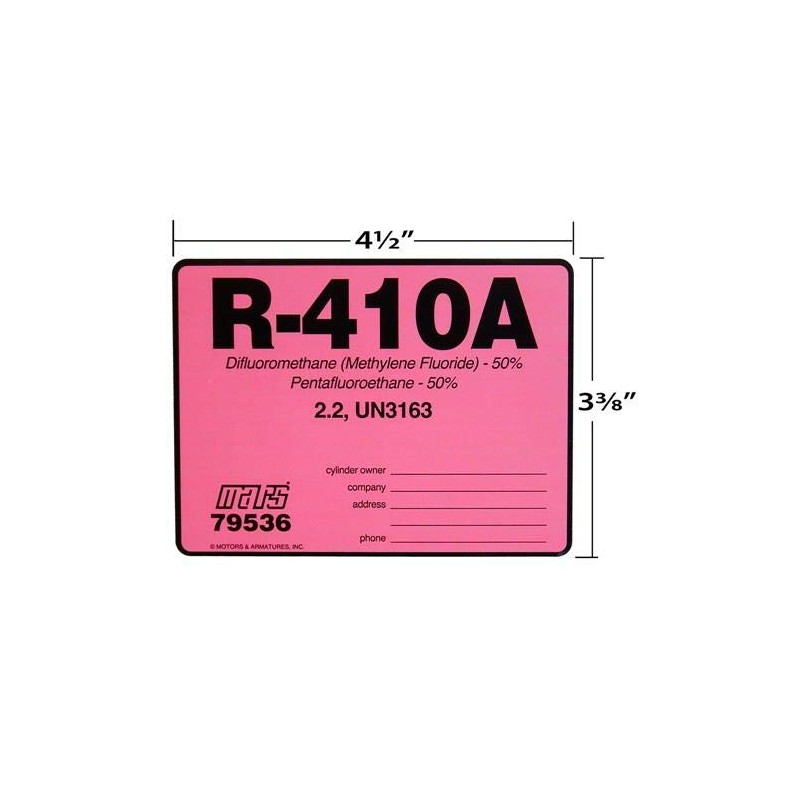 Color Coded Refrigerant ID Labels, Compatible Replacement for Genetron AZ-20